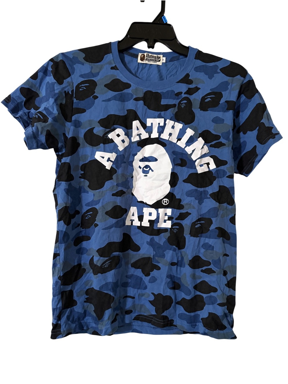 Bape A Bathing Ape Color Camo College Tee Blue Size Medium Ape Head Logo